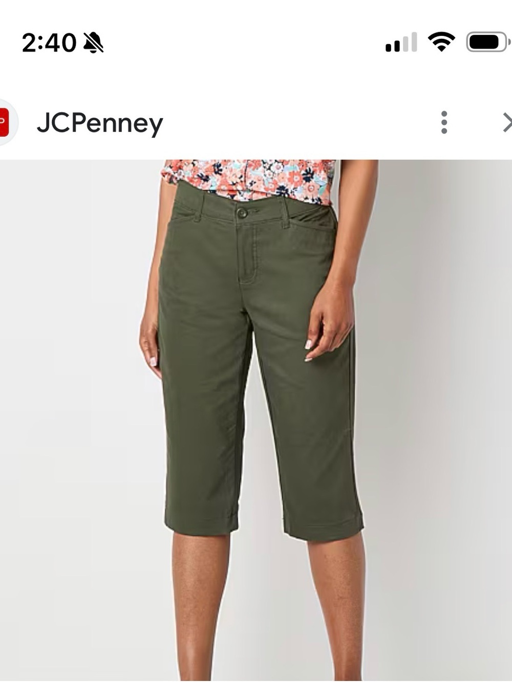 JCPenney Olive Green Women’s Capris